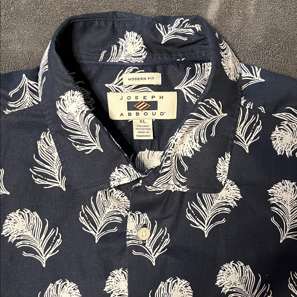 Joseph Abboud Dark Blue Feather Pattern Shirt